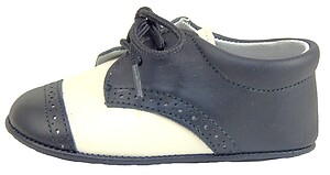 DO-136 - Ivory-Black Dress Crib Shoes