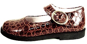 FARO F-3177 - Faux Croc Brown Mary Janes