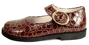 FARO F-3177 - Faux Croc Brown Mary Janes