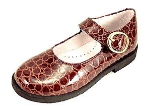 FARO F-3177 - Faux Croc Brown Mary Janes