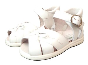 K-1055 (Sale) - White Bow Sandals -Euro 19 - US 4
