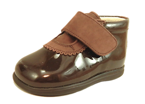 K-1011 - Brown Patent Boots - Euro 19 Size 4