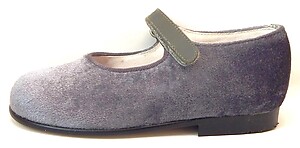 K-1018 - Silver Gray Velvet Mary Janes - Euro 24 Size 7