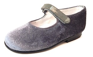 K-1018 - Silver Gray Velvet Mary Janes - Euro 24 Size 7