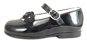 K-1128 - Black Flower Rhinestone Mary Janes - Euro 24 Size 7