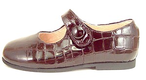 FARO K-277 - Brown Faux-Croc Patent Mary Janes