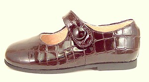 FARO K-277 - Brown Faux-Croc Patent Mary Janes