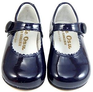K-5327 - Navy Patent Button Shoes