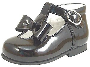 K-5625 - Black Patent Bow Shoes