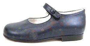 P-2550 - Navy Flowered Mary Jane - Euro 24 Size 7