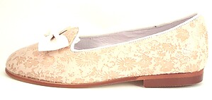 P-9828 - Ivory Gold Suede Brocade Ballet Flats