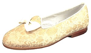 P-9828 - Ivory Gold Suede Brocade Ballet Flats