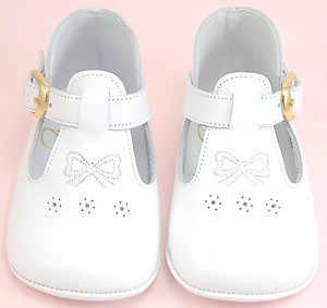 FARO PR-293 - White Bow Dress Crib Shoes