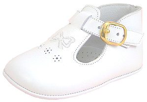 FARO PR-293 - White Bow Dress Crib Shoes