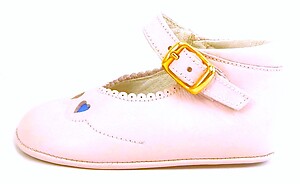 FARO PR-337 - Pink Heart Crib Shoes - Euro 17 Size 2