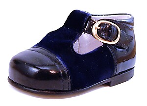 S-1347 - Navy Velvet T-Straps - Euro 18 Size 3