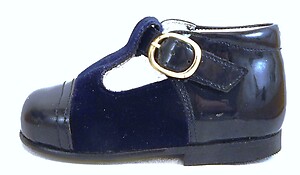 S-1347 - Navy Velvet T-Straps - Euro 18 Size 3