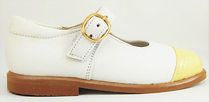 S-5001 C - White & Lemon Cream Patent Mary Janes