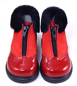 S-6733 - Red Shearling Zipper Boots