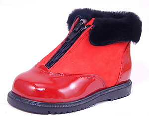 S-6733 - Red Shearling Zipper Boots