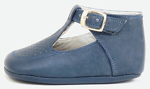 Navy T-Strap Crib Shoes