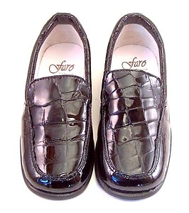 FARO B-6024 - Black Faux Croc Patent Loafers