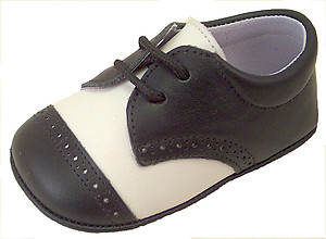 DO-136 - Ivory-Black Dress Crib Shoes