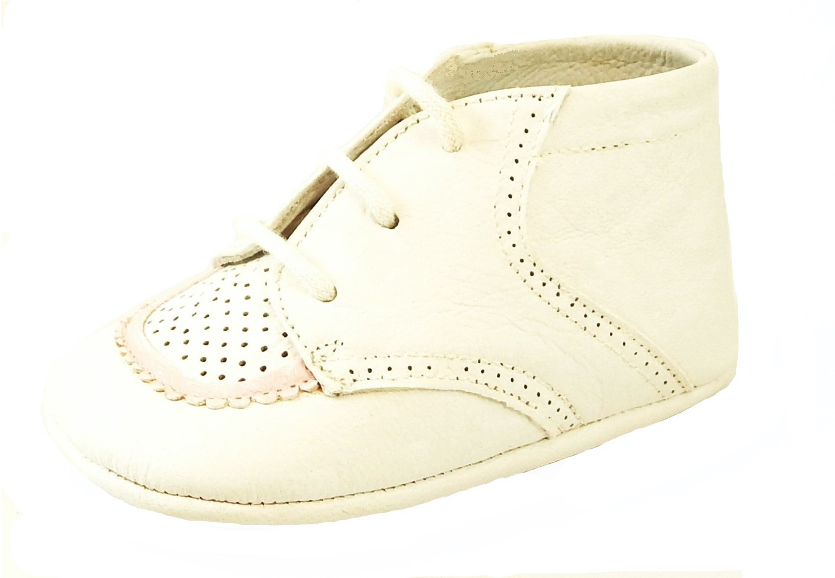 A-1158 - White Pink Crib Shoes - Euro 19 Size 4