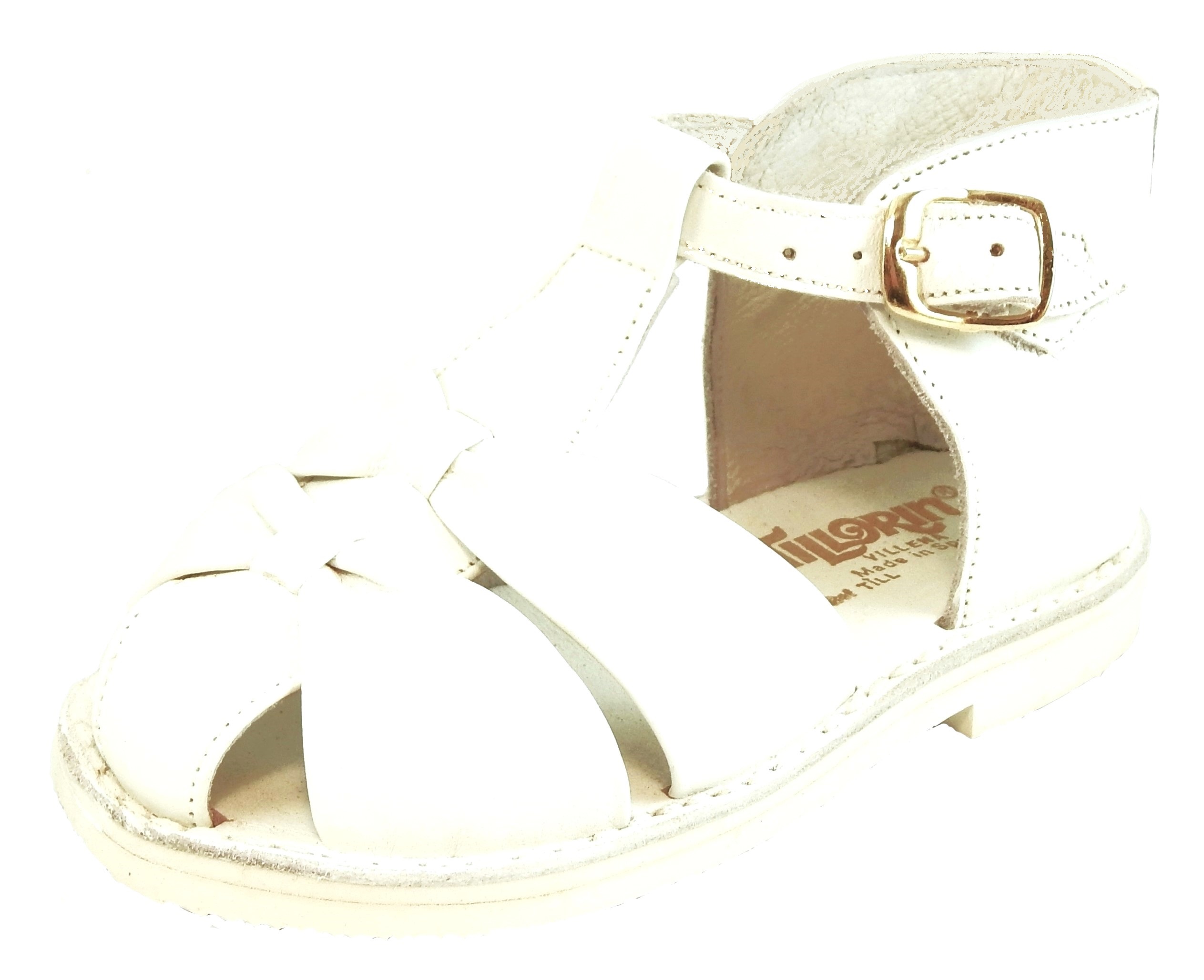 DE OSU/FARO F-3243 Sz 13-5 Girls' Euro White Leather Slingback Dress Sandals 