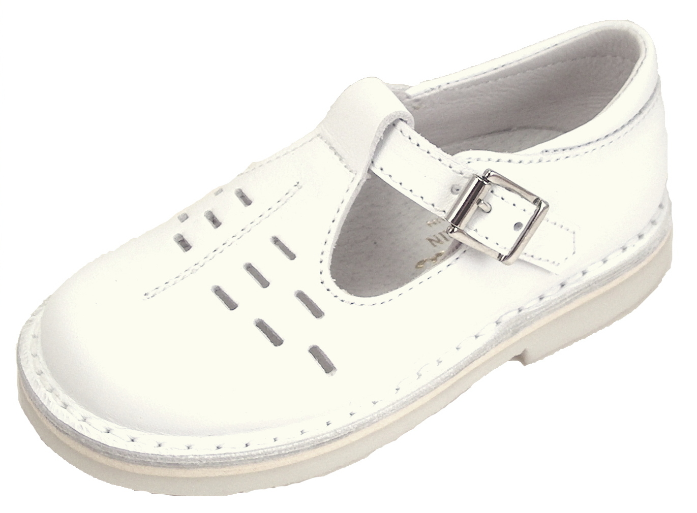 A-1154 - White Leather T-Straps
