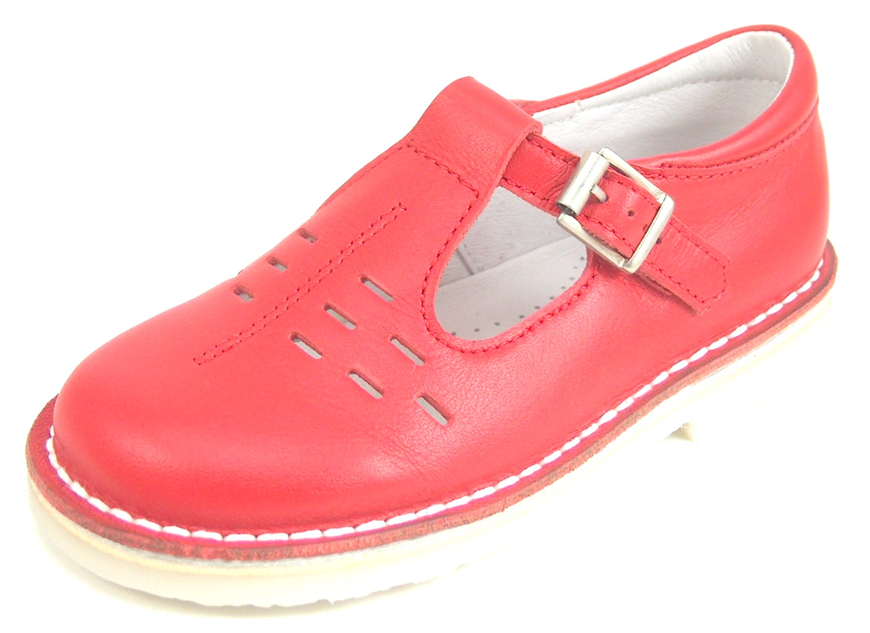 A-1154 - Red Leather T-Straps
