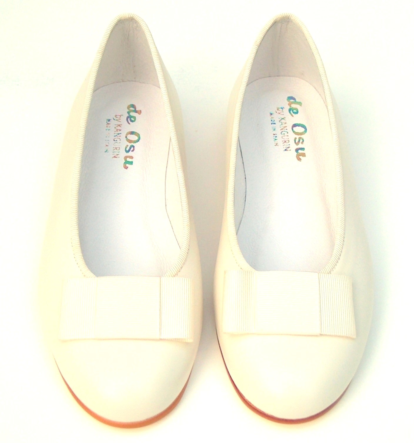 A-1182 - Ivory Tuxedo Bow Ballet Flats - Euro 34 Size 3
