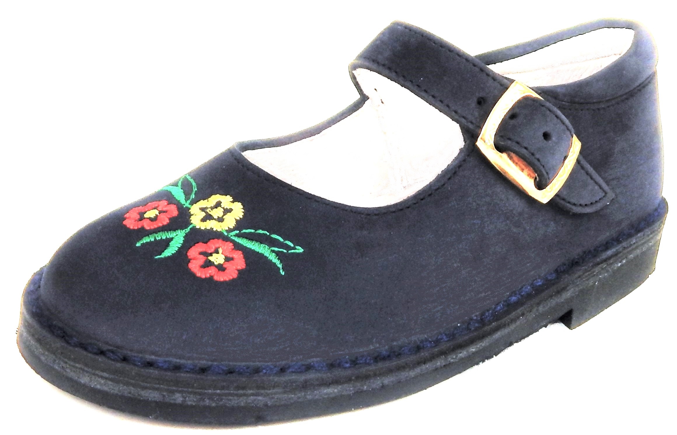 A-1229 - Navy Flower Mary Janes
