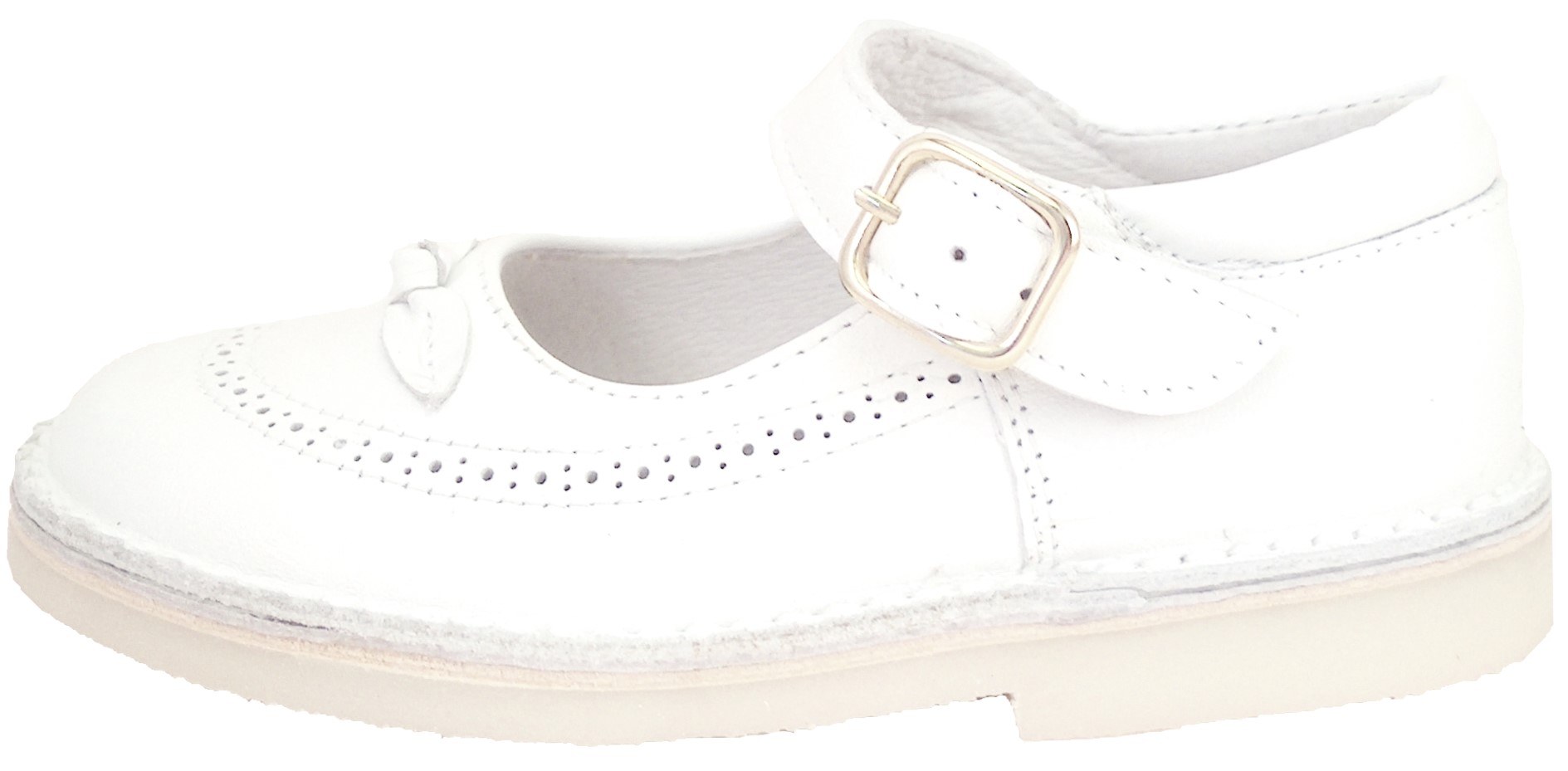 A-1244 - White Snap-Buckle Mary Janes