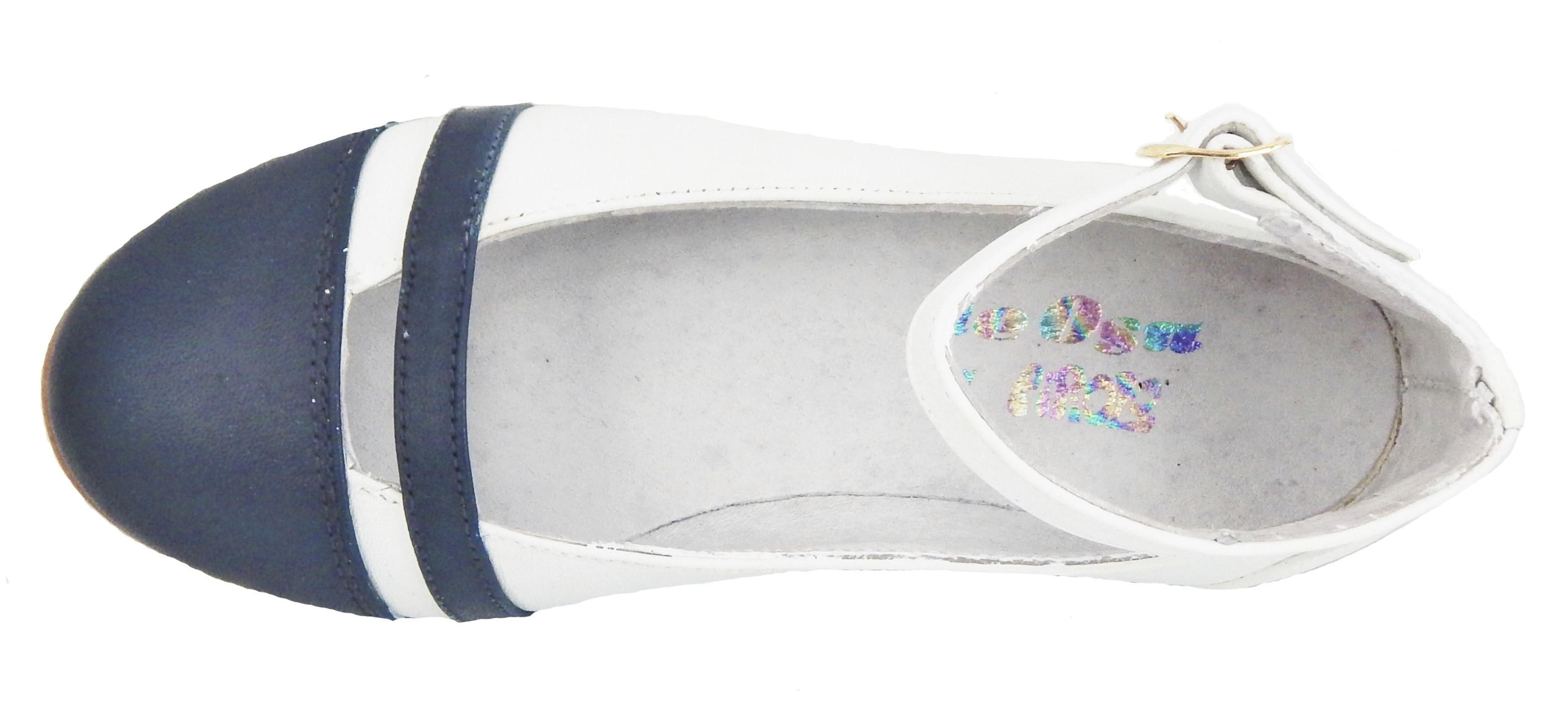 A-2016 - White with Navy Ankle Strap
