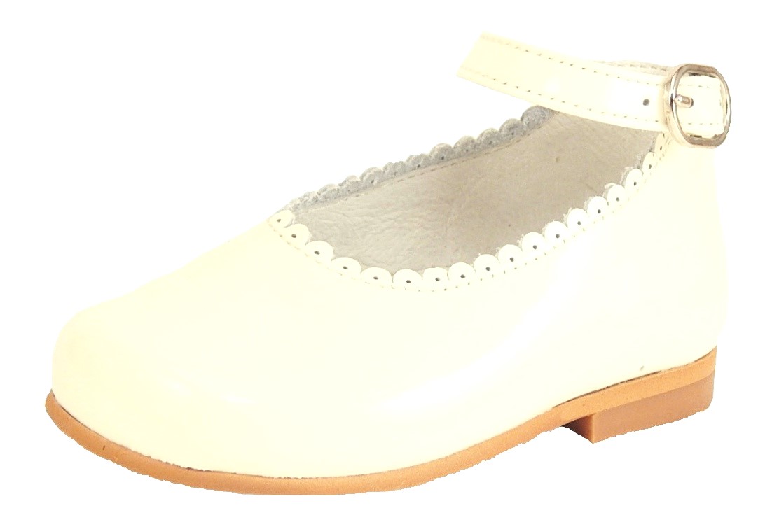 A-302 K - Ivory Patent Ankle Straps