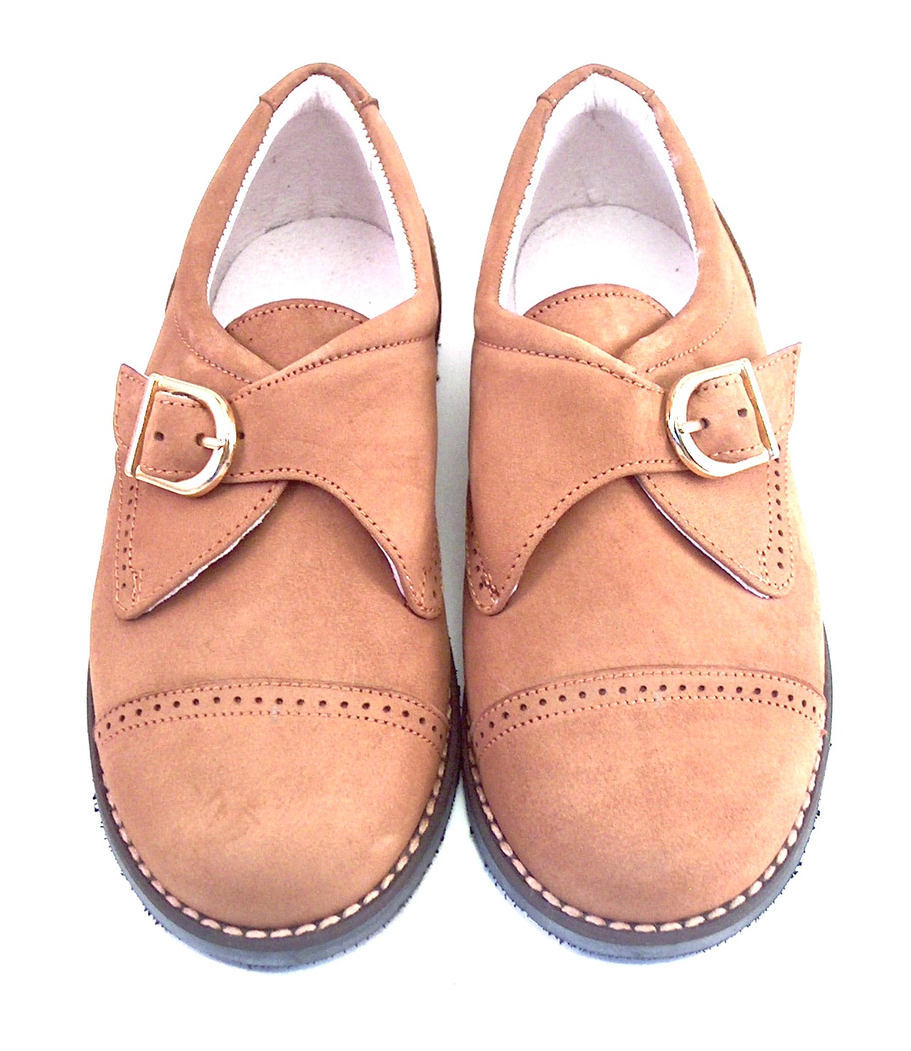 A-5019 - Brown Nubuck Monk Straps