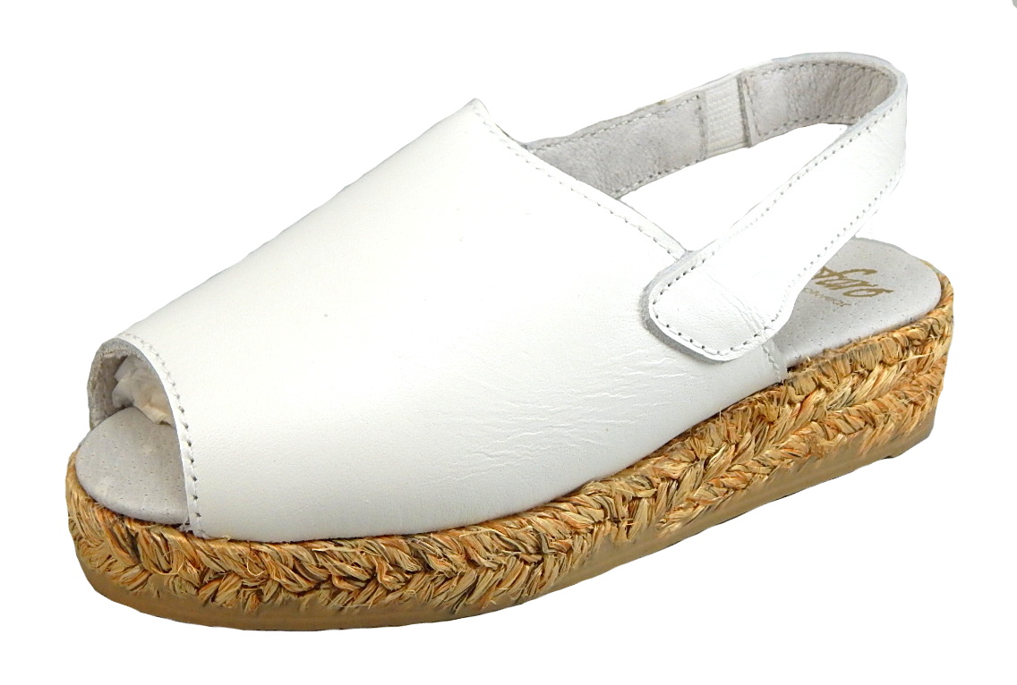 F-3582 - White Leather Espadrilles - Euro 26 Size 10