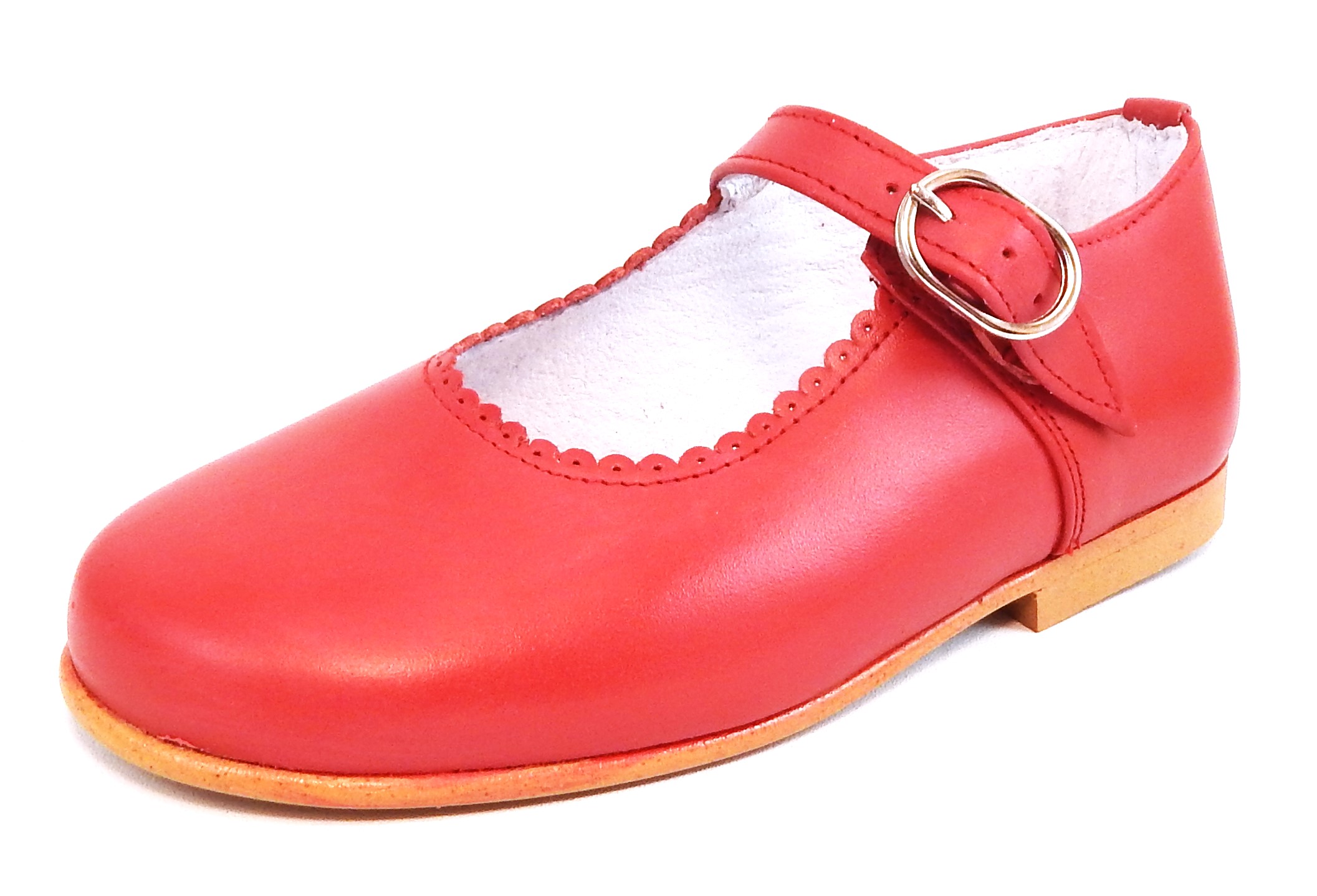 F-8070 - Red Scalloped Mary Janes