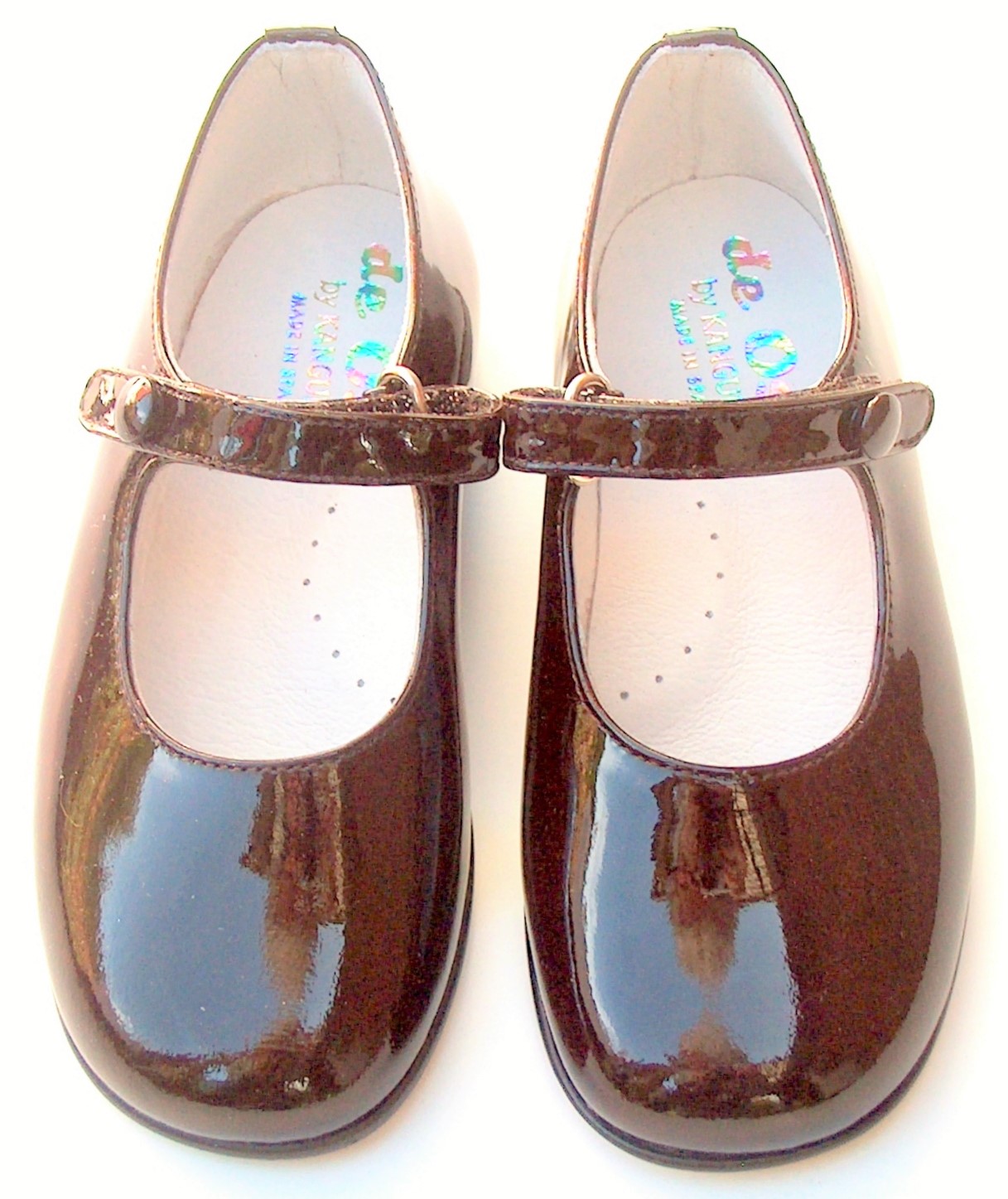P-2550 - Brown Patent Button Shoes