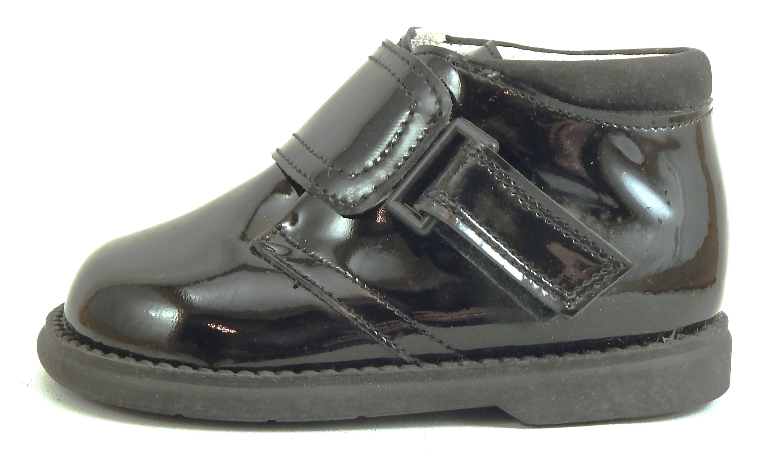 DE OSU Baby Boys Black Patent Monk Strap Dress Boots Shoes European 19 Size 4