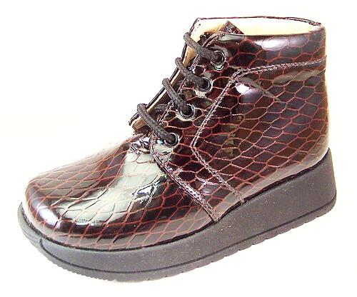 FARO B-213 - Brown Faux-Croc Patent Boots