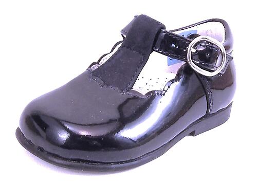 B-6703 - Navy Patent T-Straps - Euro 19 Size 4