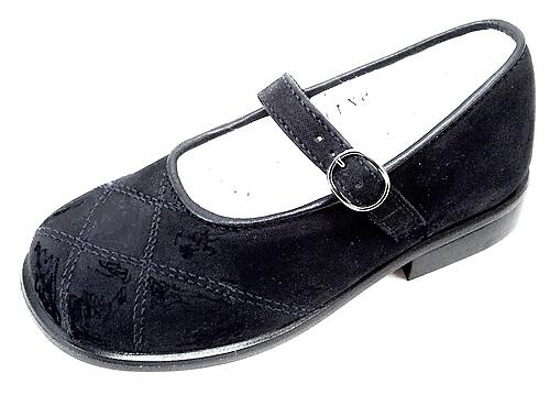 B-6711 - Black Nubuck Mary Janes