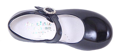 B-7426 - Black Patent Rhinestone Shoes