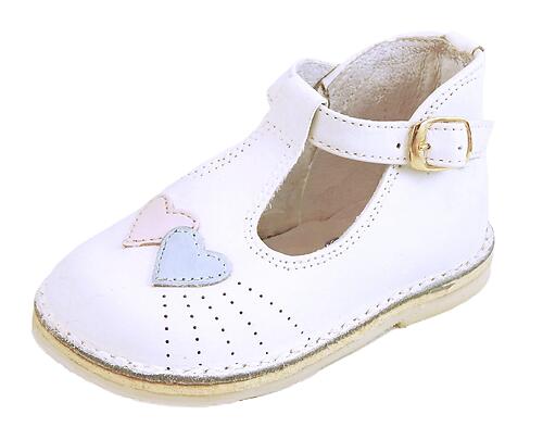 TI-424 UP - White Baby Shoes with Hearts