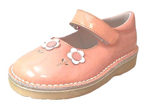 5Y0811 - Peach Mary Janes - Euro 25 Size 8