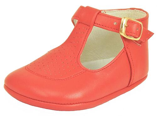 T-606 - Red T-Strap Crib Shoes