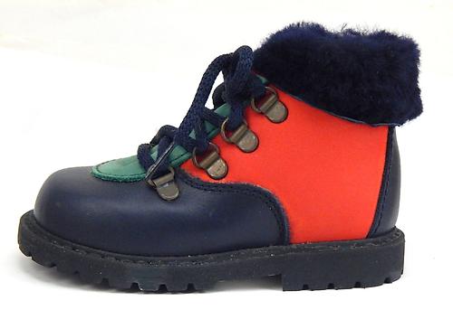 B-78 - Navy & Multi Shearling Boots - Euro 20 Size 4