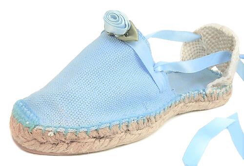 E-11 - Blue Satin Rose Espadrilles